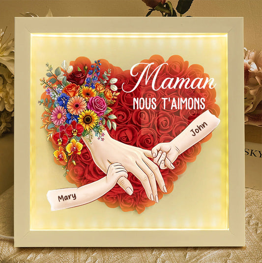 Cœur de Maman - Boîte de rose personnalisée avec les prénoms de vos enfants